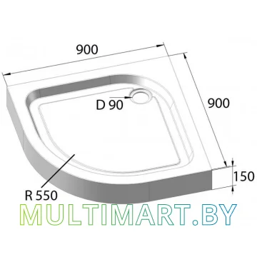 Душевой поддон BelBagno TRAY-BB-R-90-550-15-W картинка 7